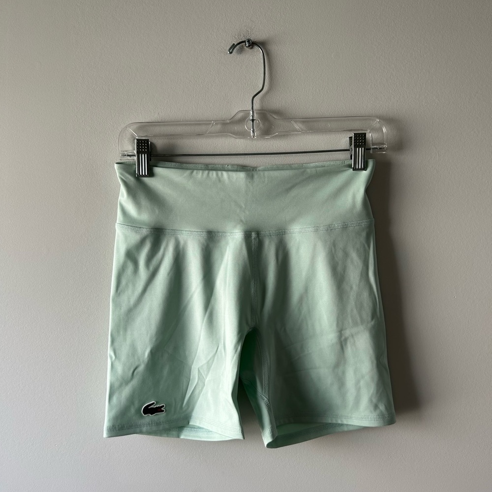 Lacoste Sport mint green biker style athletic shorts